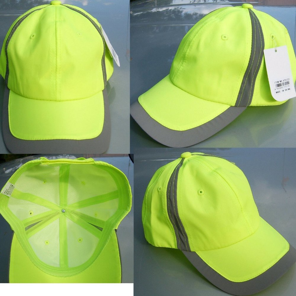 Safety Neon Green hat High Visibility Reflective
